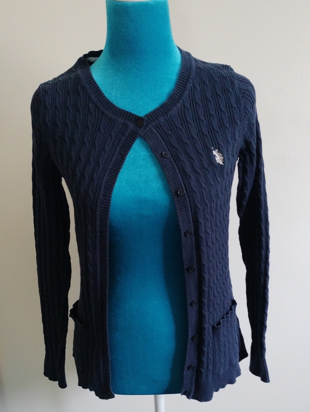 U.S. Polo Assn. Navy Cable Knit Button-Up Cardigan